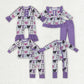 Baby Girl Long Sleeves Halloween Bows Sibling Purple Romper Pajamas Outfit Clothes RTS