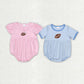 Baby Boy Girl Infant Sibling Embroidery Football Cotton Bubble Romper