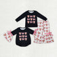 Baby Girl Long Sleeves Cow Bows Sibling Romper Clothes Set