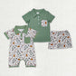 Baby Boy Short Sleeves Green Pocket Sibling Fishing Romper Clothes Set RTS