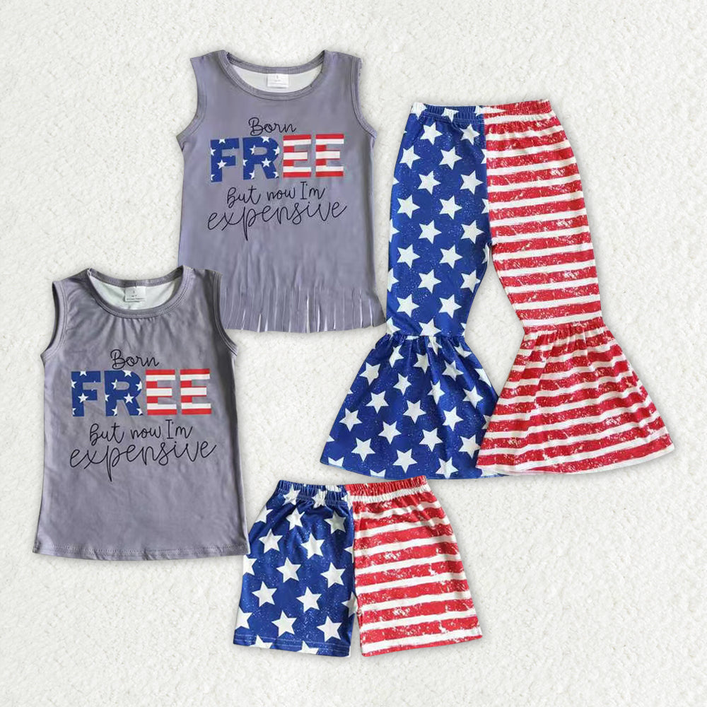 Baby Boy Girl Sleeveless 4th Of July Stars Stripes Sibling Clothes Set