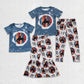 Baby Boy Girl Short Sleeves Western Rodeo Shirt Pants Sibling Clothes Set RTS