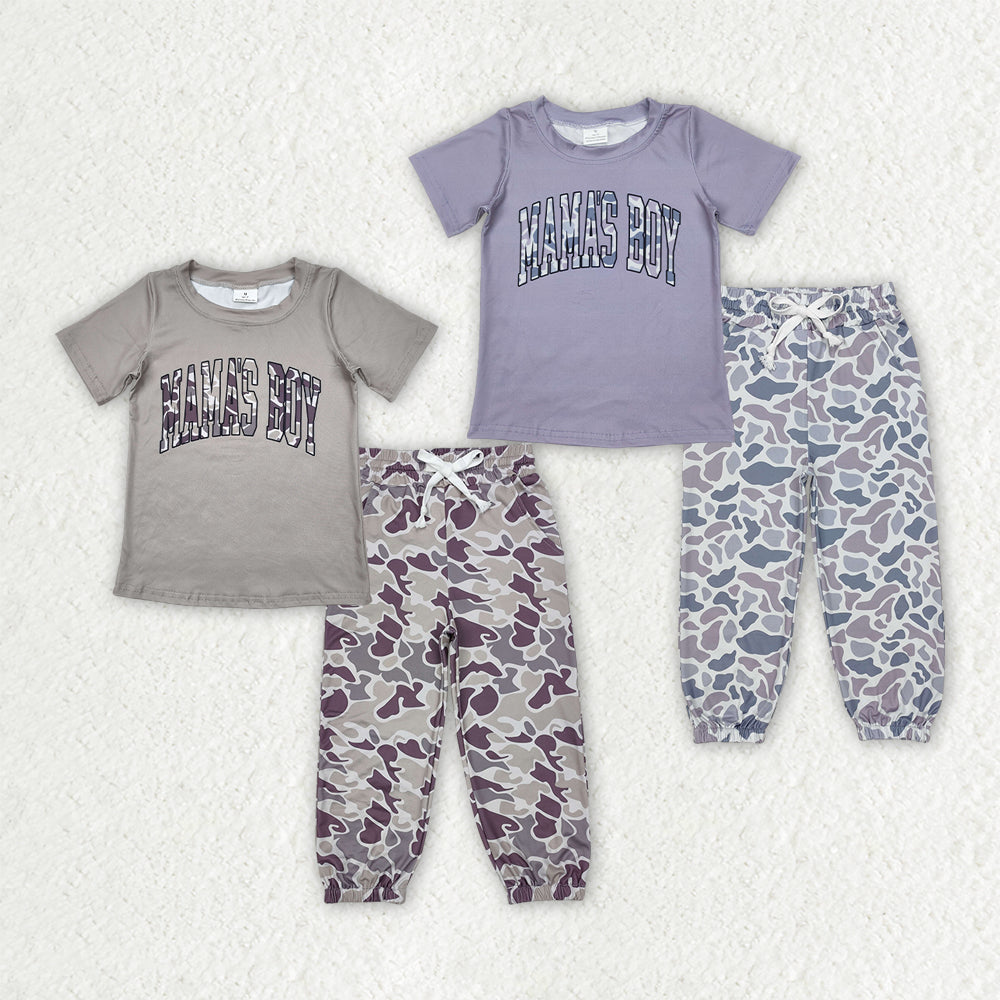 Baby Kids Toddler Short Sleeves Mama's Boy Shirt Pockets Jogger Pants Sibling Outfit RTS