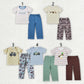 Baby Boy Short Sleeves Embroidery Shirt Pants Sibling Clothes Set RTS