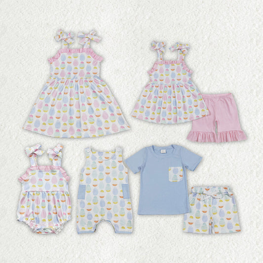 Baby Boy Girl Easter Eggs Sibling Spring Romper Dress Clothes Set