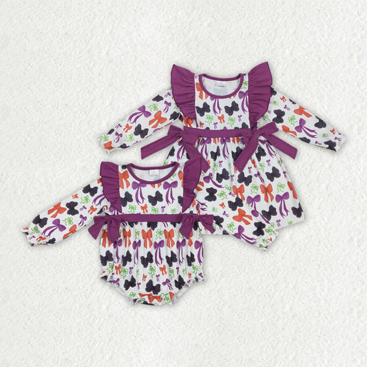 Baby Girl Long Sleeves Bows Halloween Sibling Romper Dress Clothes RTS