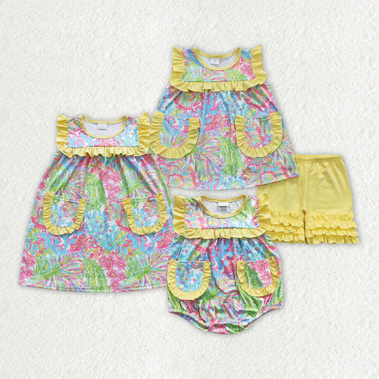 Baby Girl Sleeveless Flower Sibling Summer Romper Dress Clothes Set RTS