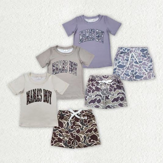 Baby Kids Toddler Short Sleeves Mama's Boy Shirt Camo Shorts Sibling Outfit RTS
