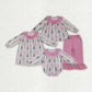 Baby Girl Long Sleeves Trees Bows Christmas Sibling Pink Romper Dress Set Clothes RTS