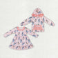 Baby Girl Birthday Dogs Long Sleeves Checkered Sibling Pink Dress Tops