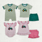 Baby Boy Girl Short Sleeves Embroidery Trucks Bows Sibling Romper Clothes Set