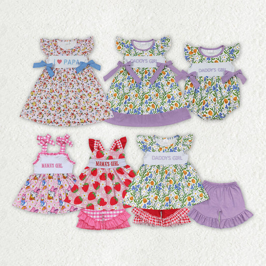 Baby Girl Embroidery Mother's Day Flower Sibling Dress Romper Set RTS