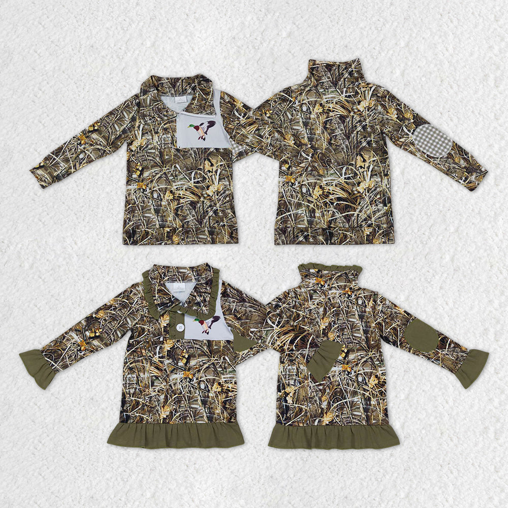 Baby Boy Girl Long Sleeves Camo Duck Sibling Hunting Pullover Shirt Tops