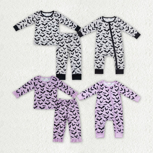 Baby Boy Girl Halloween Bats Sibling Bamboo Romper Set