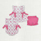 Baby Girl Short Sleeves Pink Bows Sibling Sister Romper Clothes Set