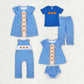 Baby Boy Girl Embroidery Pumpkin Sibling Blue Plaid Romper Dress Set