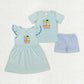 Baby Boy Girl Short Sleeves Embroidery Boat Sibling Summer Dress Clothing Set