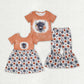 Baby Girl Short Sleeves Western Cow Flower Sibling Sister Dress Clothes Set