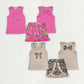 Baby Girl Sleeveless Embroidery Bows Vest Flower Leopard Shorts Sibling Clothes Set RTS