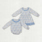 Baby Girl Long Sleeves Blue Flower Pumpkins Sibling Fall Romper Dress Clothes RTS