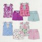 Baby Girl Toddler Sleeveless Flower Buttons Shirt Shorts Sibling Set RTS