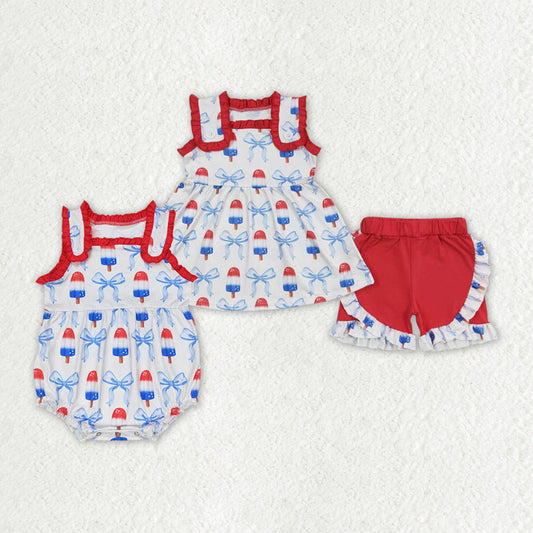 Baby Girl Popstick Bows Sibling Sister Romper Set