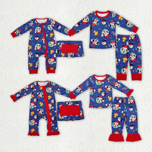 Baby Boy Girl Christmas Mouse Sibling Romper Pajamas Clothes Set