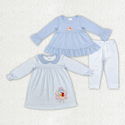 Baby Boy Girl Toddler Thanksgiving Embroidery turkey Sibling Dress Clothes Set