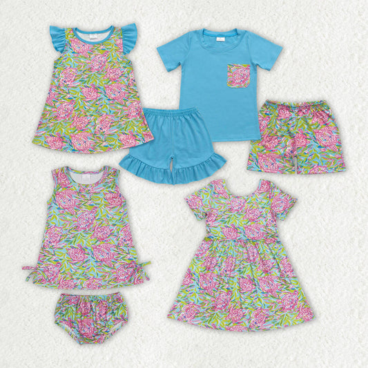 Baby Boy Girl Turtle Summer Sibling Dresses Shorts Clothes Sets