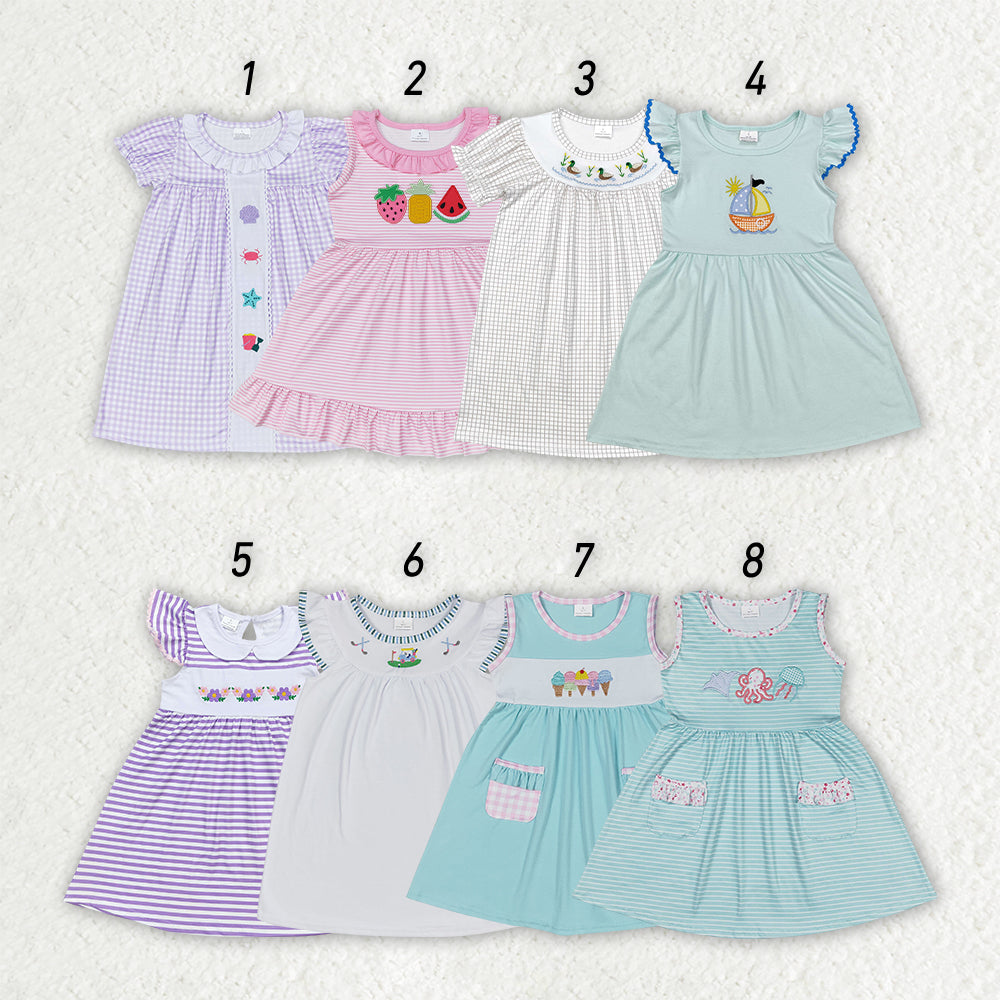 Baby Girl Short Sleeves Embroidery Summer Sibling Dress RTS