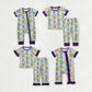 Baby Boy Girl Mardi Gras Crocodile Sibling Romper Pajamas Set