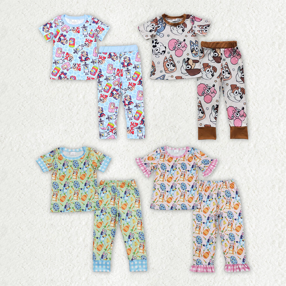 Baby Boy Short Sleeves Dogs Shirt Pants Pajamas Sibling Clothes Set RTS