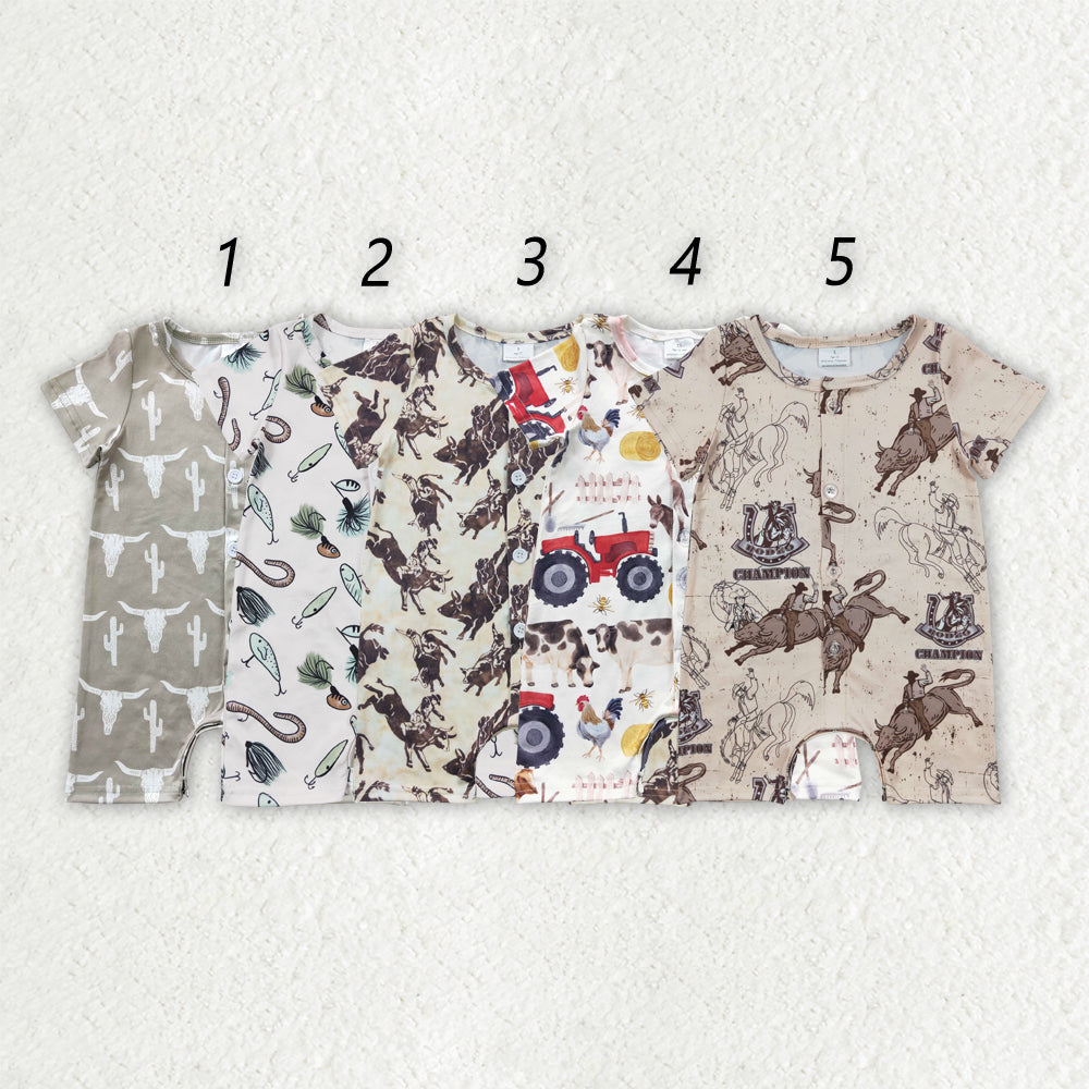 Baby Boy Short Sleeves Buttons Romper Sibling Clothes RTS