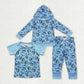 Baby Boy Girl Dogs Sibling Dress Shirt Blue Clothes Set