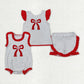 Baby Girl Embroidery Baseball Bows Sibling Romper Clothes Set