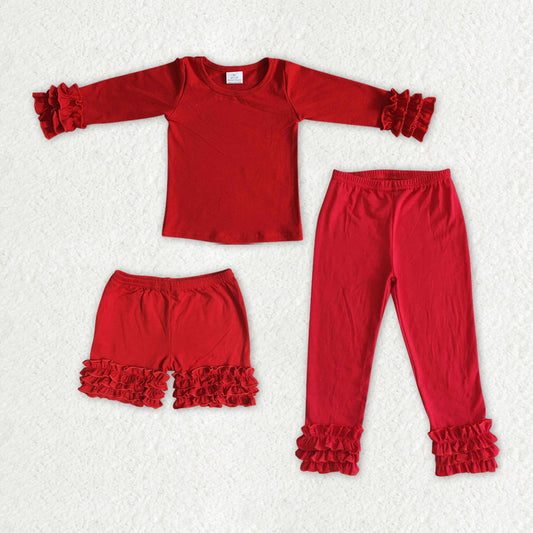 Baby Girl Red Icing Cotton Shirts Pants Shorts Sibling Set