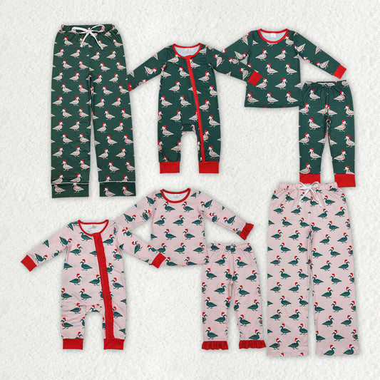 Baby Boy Girl Adult Christmas Ducks Sibling Family Bamboo Romper Pajamas Set