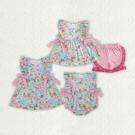 Baby Girl Short Sleeves Flower Sibling Romper Dress Outfit Clothes RTS
