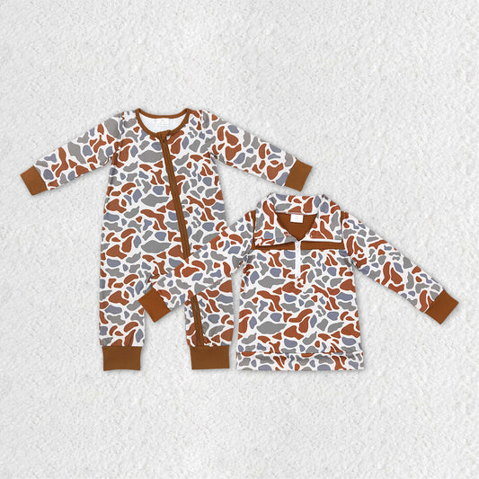 Baby Boy Toddler Long Sleeves Camo Sibling Romper Shirt