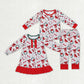 Sibling Baby Girls Christmas Red Bows Night Gown Bamboo Pajamas