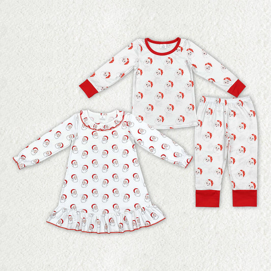 Baby Boy Girl Christmas Santa Sibling Pajamas Bamboo Set Gown Dress