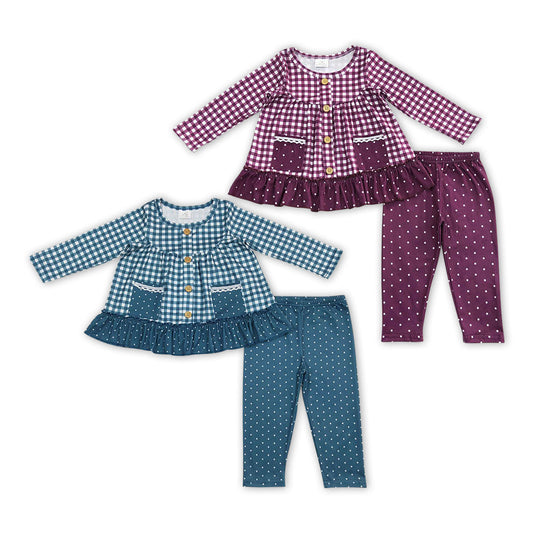 Baby Girl Long Sleeve Checkered Fall Sibling Clothing Set