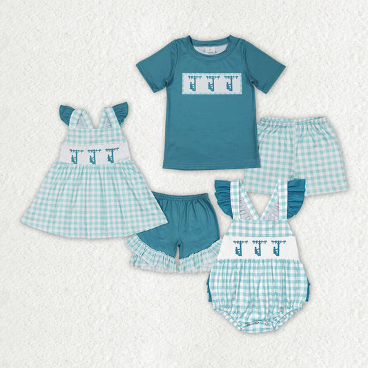 Baby Boy Girl Line Workers Summer Sibling Romper Clothes Set