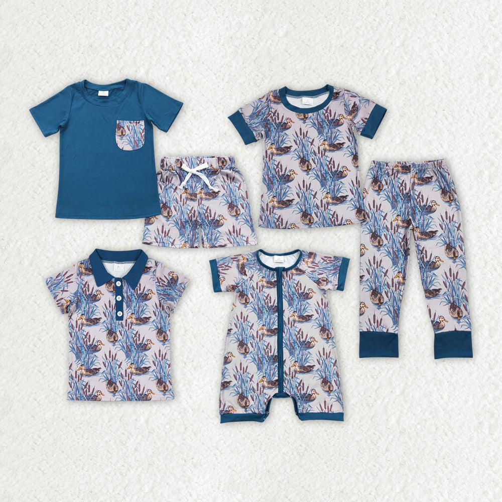 Baby Boy Ducks Sibling Rompers Outfit Clothes Set