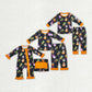 Baby Boy Girl Long Sleeves Halloween Dog Pumpkin Sibling Romper Pajamas Set