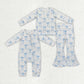Baby Girl Long Sleeves Blue Bows Sibling Romper Pajamas Set