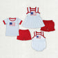 Baby Boy Girl Embroidery Flag July 4th  Sibling Romper Clothes Set