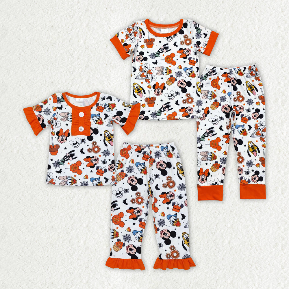 Baby Boy Girl Short Sleeves Halloween Mouse Sibling Pajamas Set