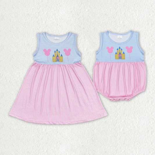 Baby Girl Sleeveless Castle Sibling Sister Romper Dress