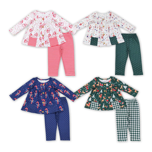 Baby Girl Christmas Pocket Tops Pants Sibling Clothing Set